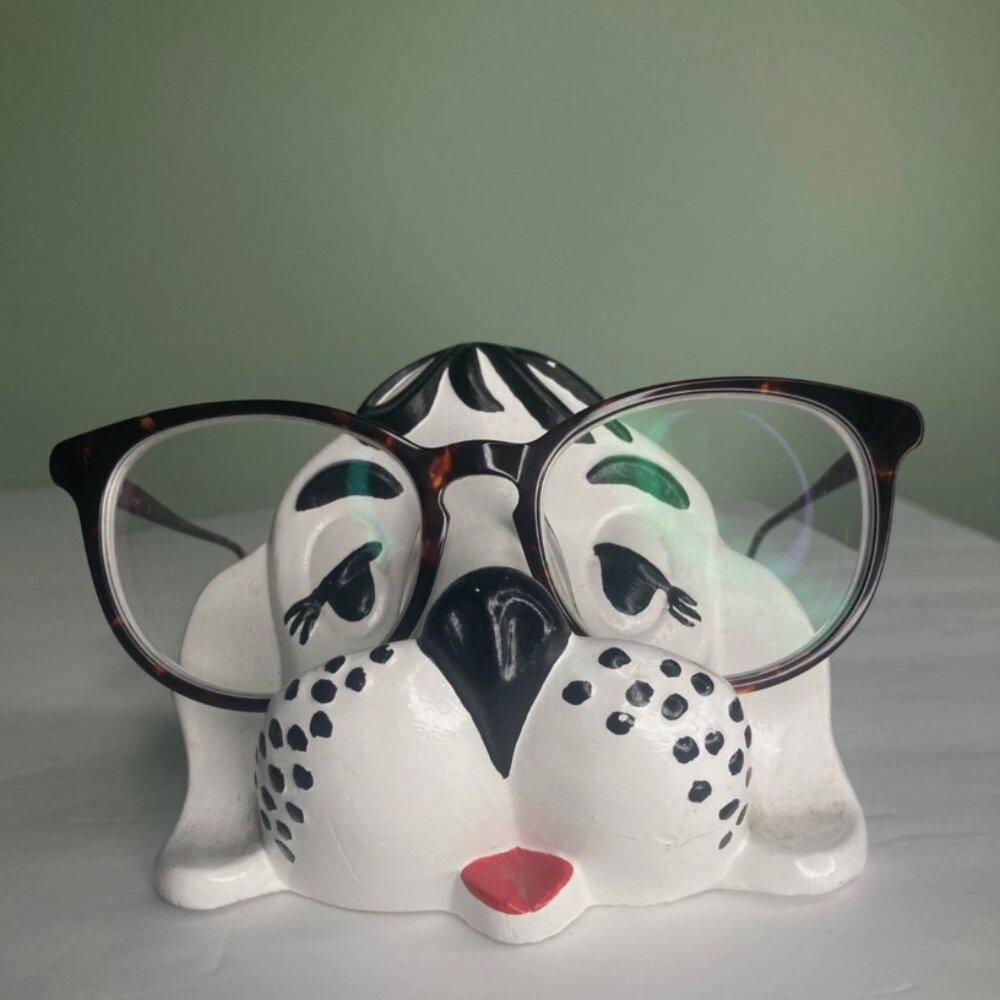 Vtg Arnels Hound Dog Hand Painted Ceramic Eyeglasses Holder Stand Hobbyist Retro